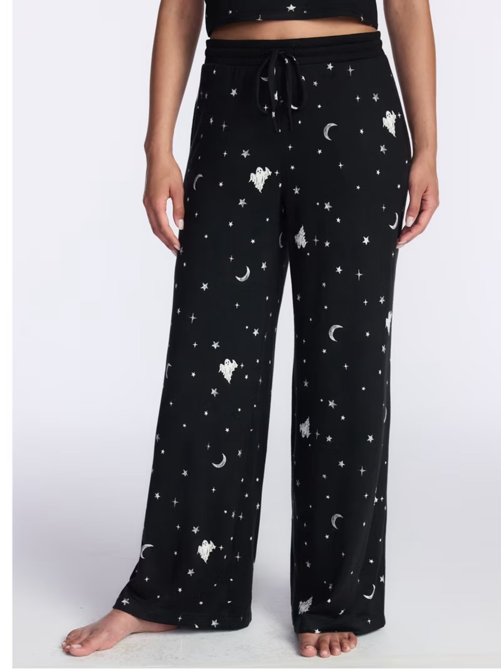 Way to Celebrate Halloween Black Hacci Knit Sleep Pants